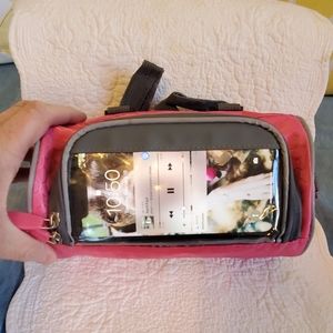Hot pink bike bag with cell phone compartment